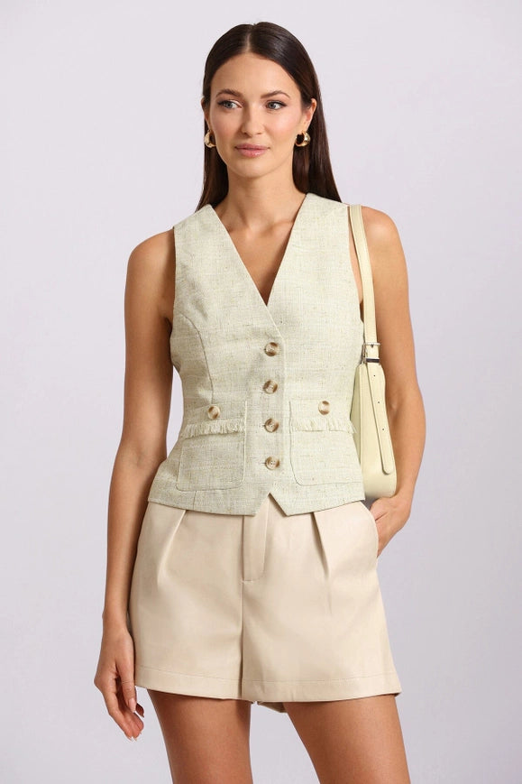 Tailored Tweed Suit Vest Green-Suit Vest-Avec Les Filles-S-Urbanheer