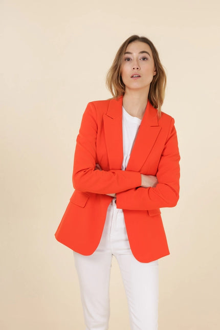 Timeless One-Button Fitted Plain Jacket Orange-Jacket-Attentif Paris-S-Urbanheer