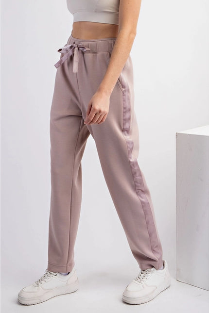 Modal Poly Span Jogger with Side Satin Detail Lt Mocha