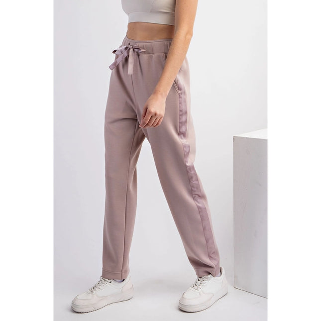 Modal Poly Span Jogger with Side Satin Detail Lt Mocha