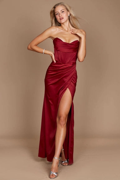 Dylan & Davids Long Satin Formal Evening Dress-Dylan & Davids-Urbanheer