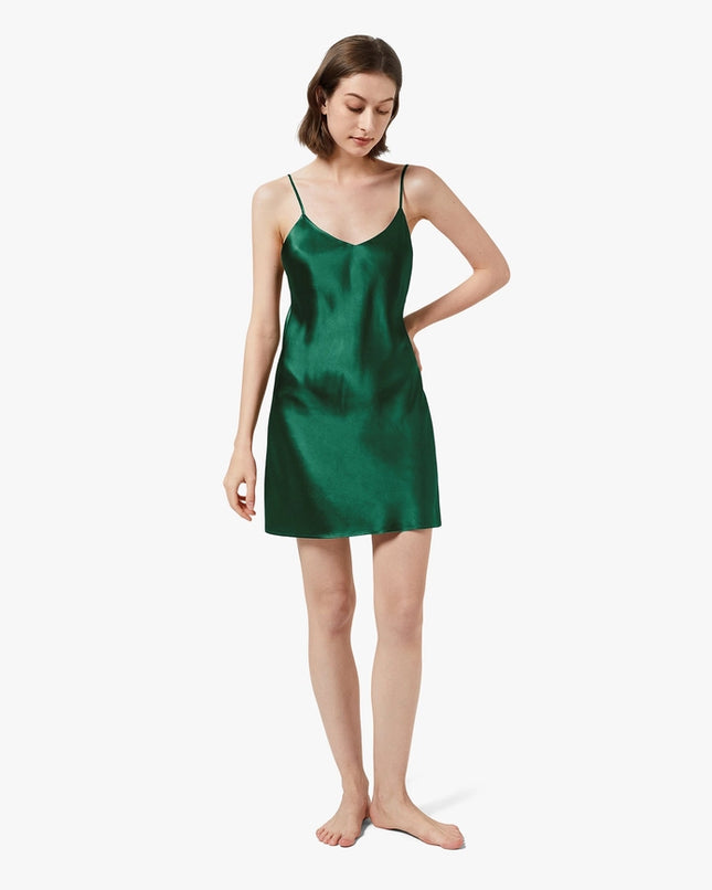 Classic Silk Chemise Emerald Green-Chemise-MommeSilk-Urbanheer