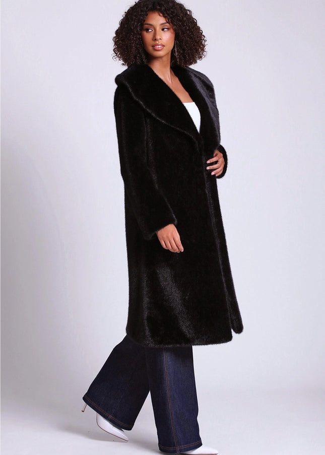 Shawl Collar Faux Fur Coat-Avec Les Filles-Urbanheer