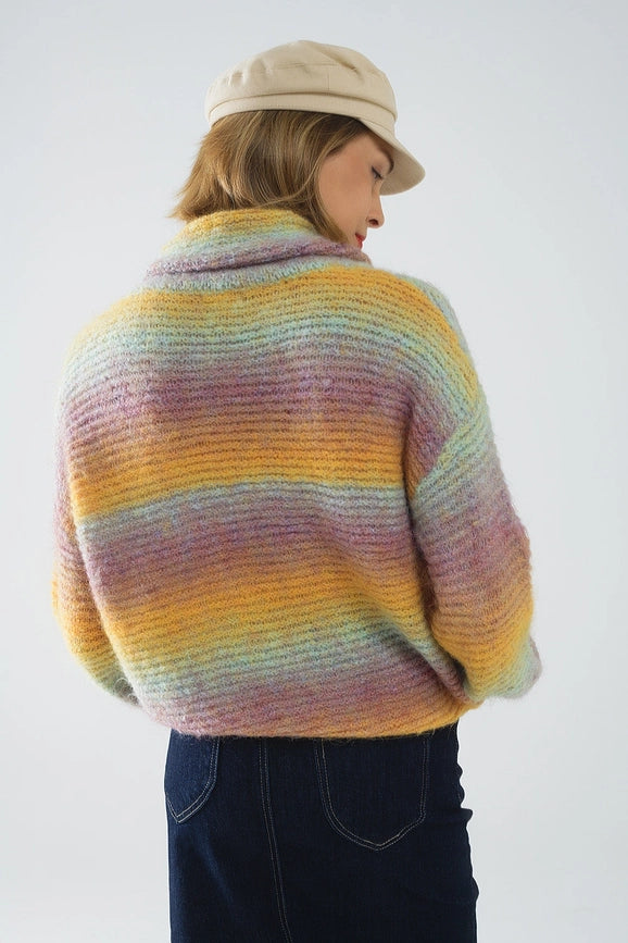 Oversized Turtleneck Comfy Sweater in Multicolor