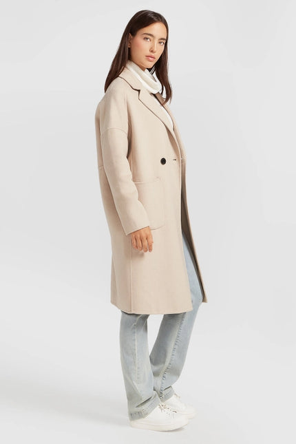 Publisher Double-Breasted Wool Blend Coat - Sand-COAT-Belle & Bloom-Urbanheer