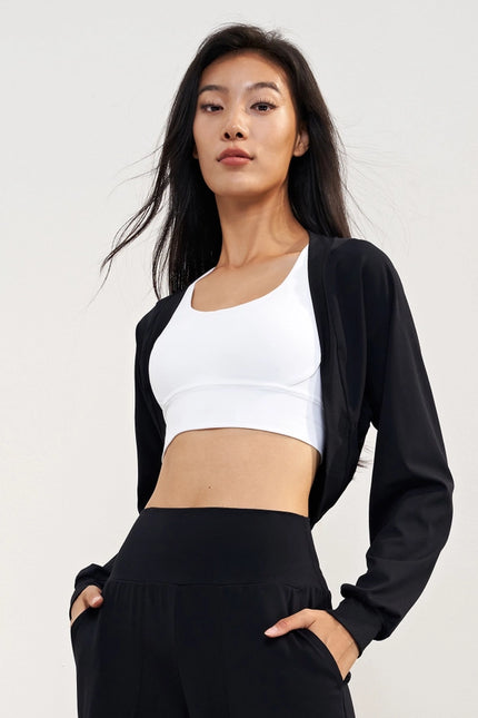 Omniflex Knitted Crop Cardigan Top Jacket Black-JACKET-91thelabel-S/M-Urbanheer