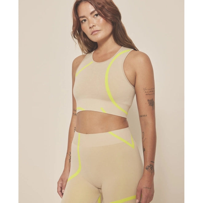 Loud Logo Crop Top - Silver Moon / Cyber Lime-TOP-Moonchild Yoga Wear-Urbanheer