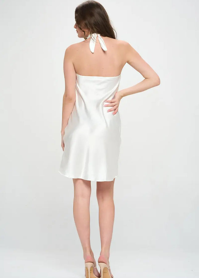 Silky Satin Cowl Neck Dress With Open Back-Clothing - Women-Renee C.-Urbanheer