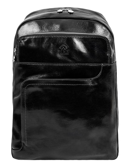 Brown Large Leather Backpack - L.A. Confidential Black