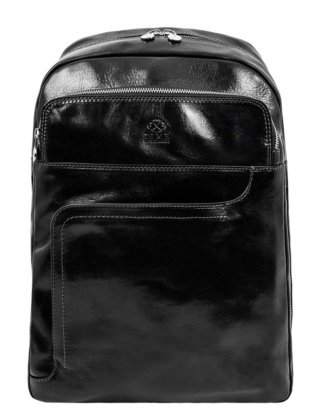 Brown Large Leather Backpack - L.A. Confidential Black