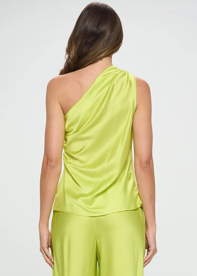 Silky Stretch Satin One Shoulder Ruched To-Renee C.-Urbanheer