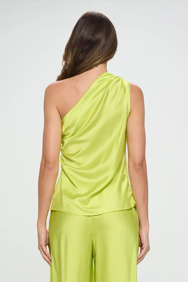 Silky Stretch Satin One Shoulder Ruched To-Renee C.-Urbanheer