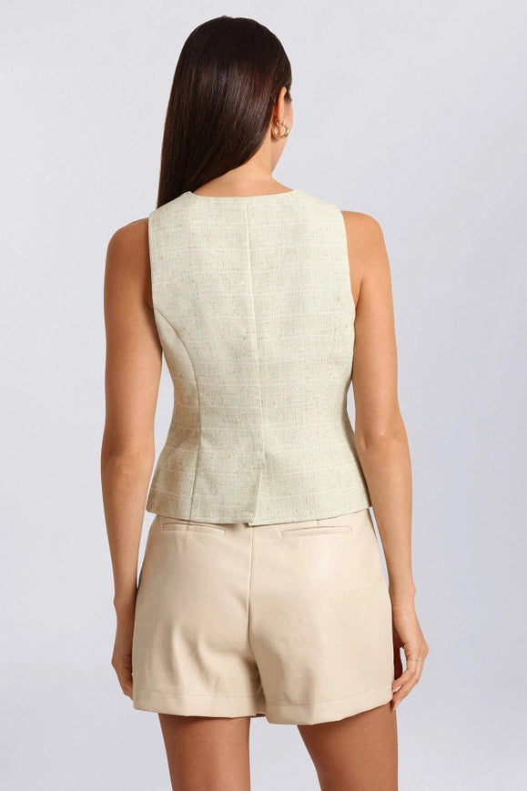 Tailored Tweed Suit Vest Green-Suit Vest-Avec Les Filles-Urbanheer