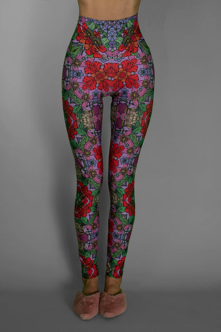 Botanic Illustrations Mystery Red Garden Women'S Leggings-Nuvula-Urbanheer