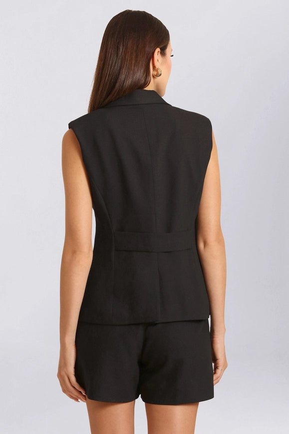 Sculpted Suit Vest Black-Suit Vest-Avec Les Filles-Urbanheer