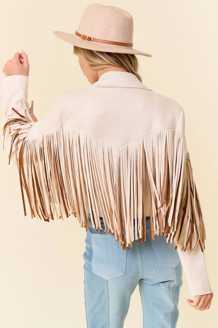 Cream Multi Color Fringe Open Front Jacket-Jacket-Saints & Hearts-Urbanheer