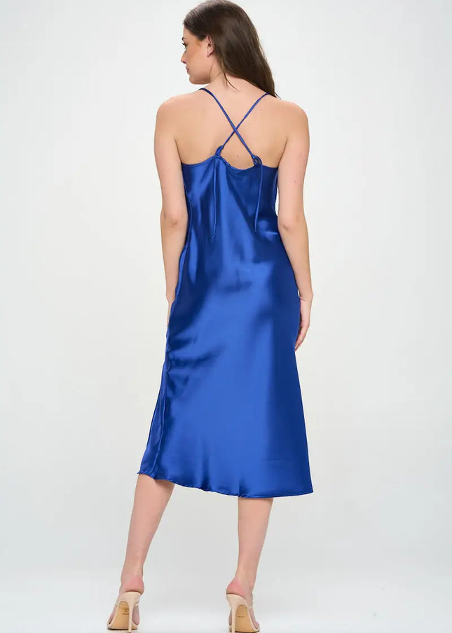 Satin Bias Slip Dress With Slit-Clothing - Women-Renee C.-Urbanheer