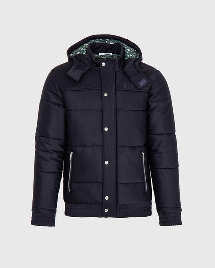 Padded Puffer With High Collar And Hood - Blue-Coats & Jackets-JEF-Navy-S-Urbanheer