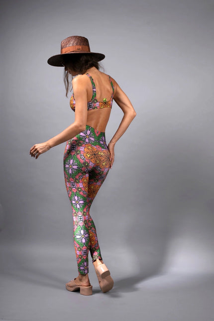 Exotic Floral Orange Pink Hig Waisted Trousers- Who-Nuvula-Urbanheer