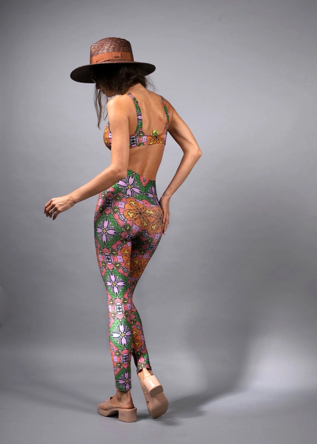 Exotic Floral Orange Pink Hig Waisted Trousers- Who-Nuvula-Urbanheer