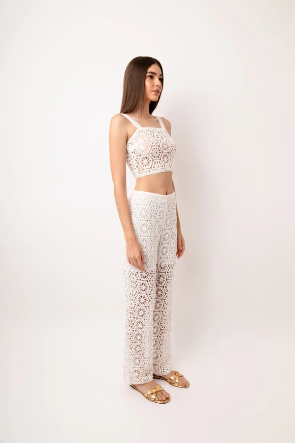 Capri Crochet Rear Zip Straight Pants-Pants-Amy Lynn-Urbanheer