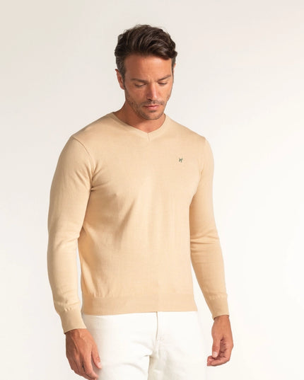 Creme V-Neck Sweater-Sweater-Williot-Urbanheer