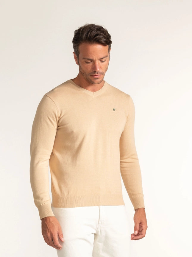 Creme V-Neck Sweater-Sweater-Williot-Urbanheer