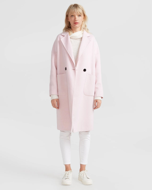 Publisher Double-Breasted Wool Blend Coat - Pale Pink-COAT-Belle & Bloom-S-Urbanheer