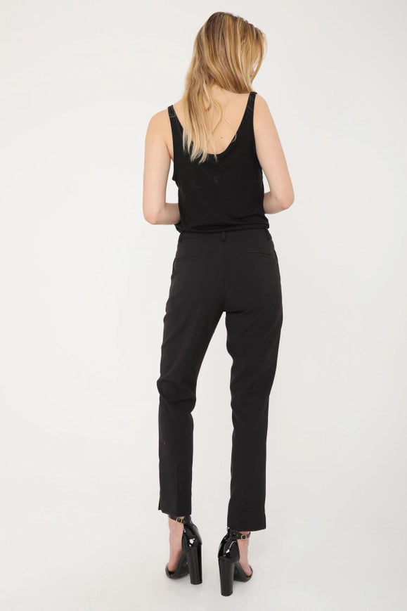 High Waist Cigarette Pants Black-Pants-Attentif Paris-Urbanheer