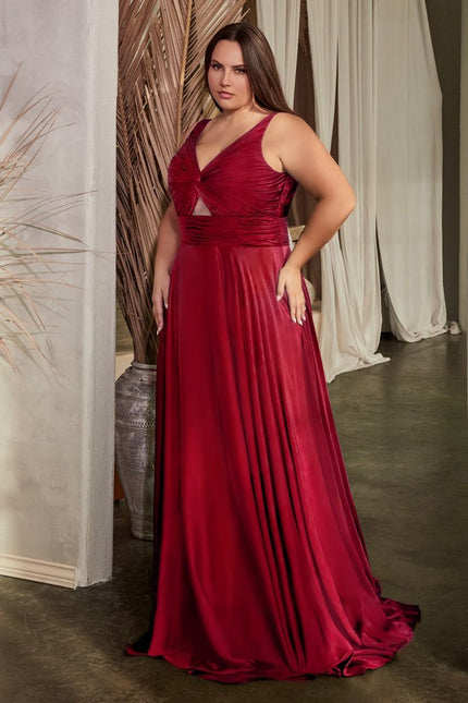 Keyhole Satin A-Line Dress-Nightgown-Tux-USA-20-Burgundy-Urbanheer