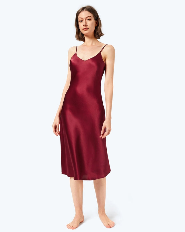 Classic Silk Night Gown Claret-Night Gown-MommeSilk-Urbanheer