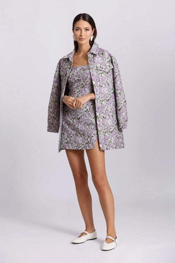 Floral Jacquard Tailored Mini Dress-dress-Avec Les Filles-Urbanheer