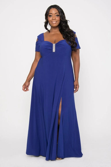 R&M Richards 1367W Long Plus Size Formal Evening Dress-Dylan & Davids-14W-Royal Blye-Urbanheer