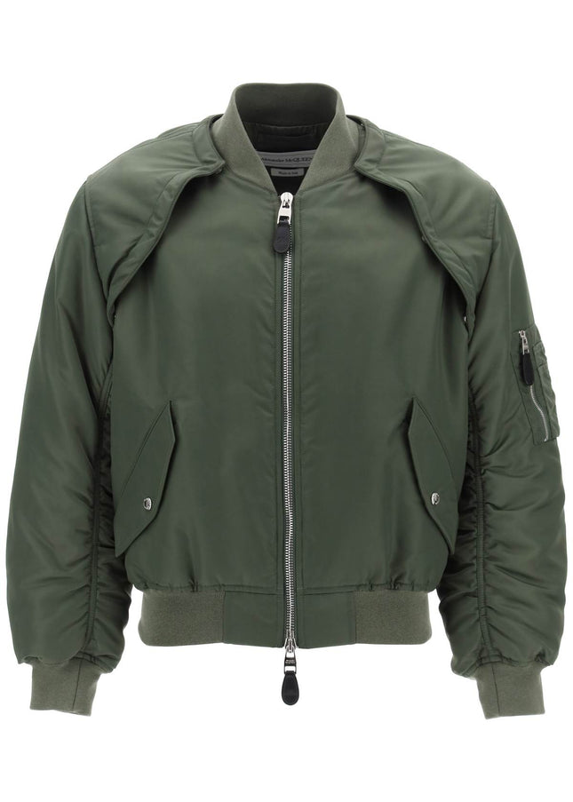 Alexander Mcqueen convertible bomber jacket in nylon satin