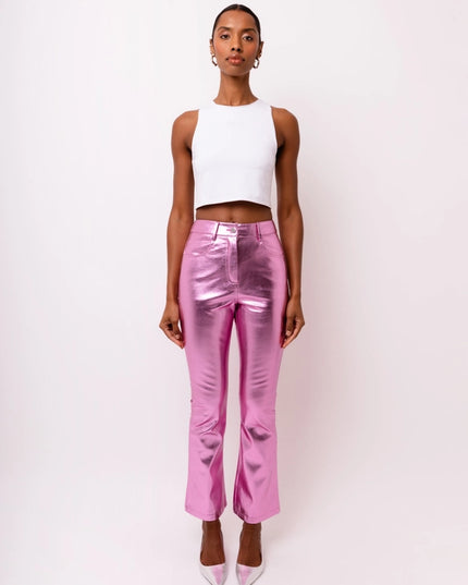 Lupe Metallic Faux Leather Slim Fit Pants-Pants-Amy Lynn-Urbanheer