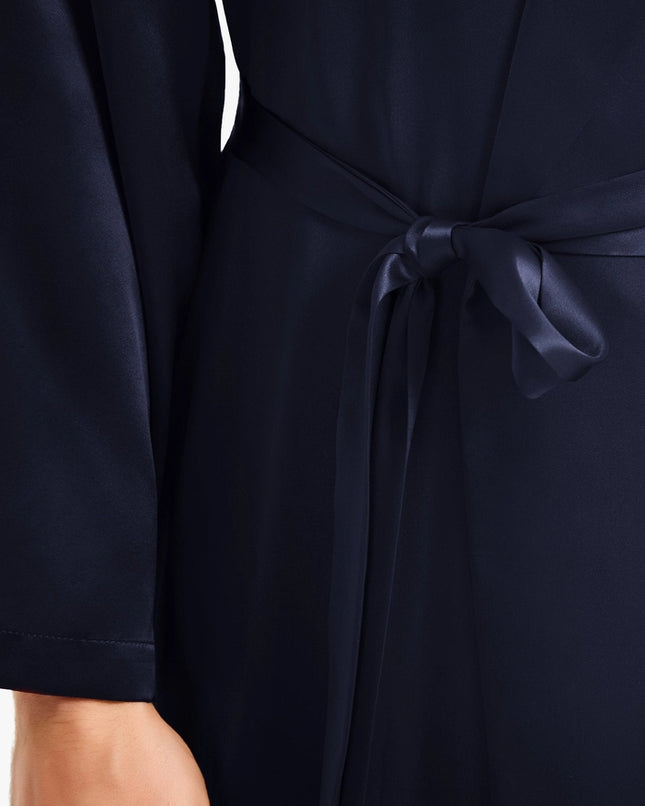 Smooth Silk Robe Navy Blue-Robe-MommeSilk-Urbanheer