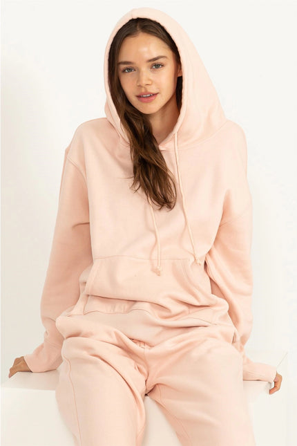 Weekend Chiller Drop Shoulder Oversized Hoodie - Pink-Clothing - Women-HYFVE-Pink-S-Urbanheer