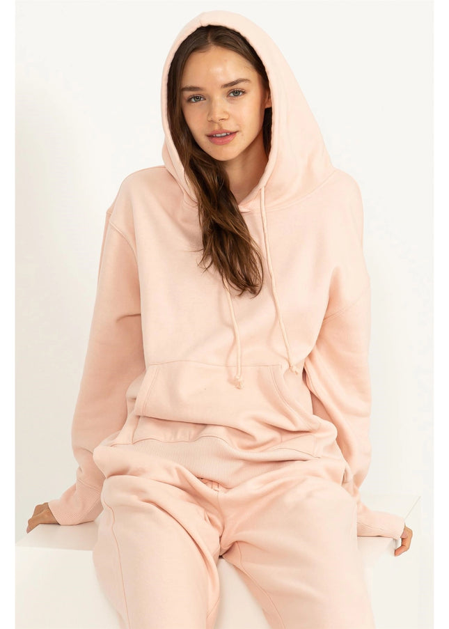 Weekend Chiller Drop Shoulder Oversized Hoodie - Pink-Clothing - Women-HYFVE-Pink-S-Urbanheer