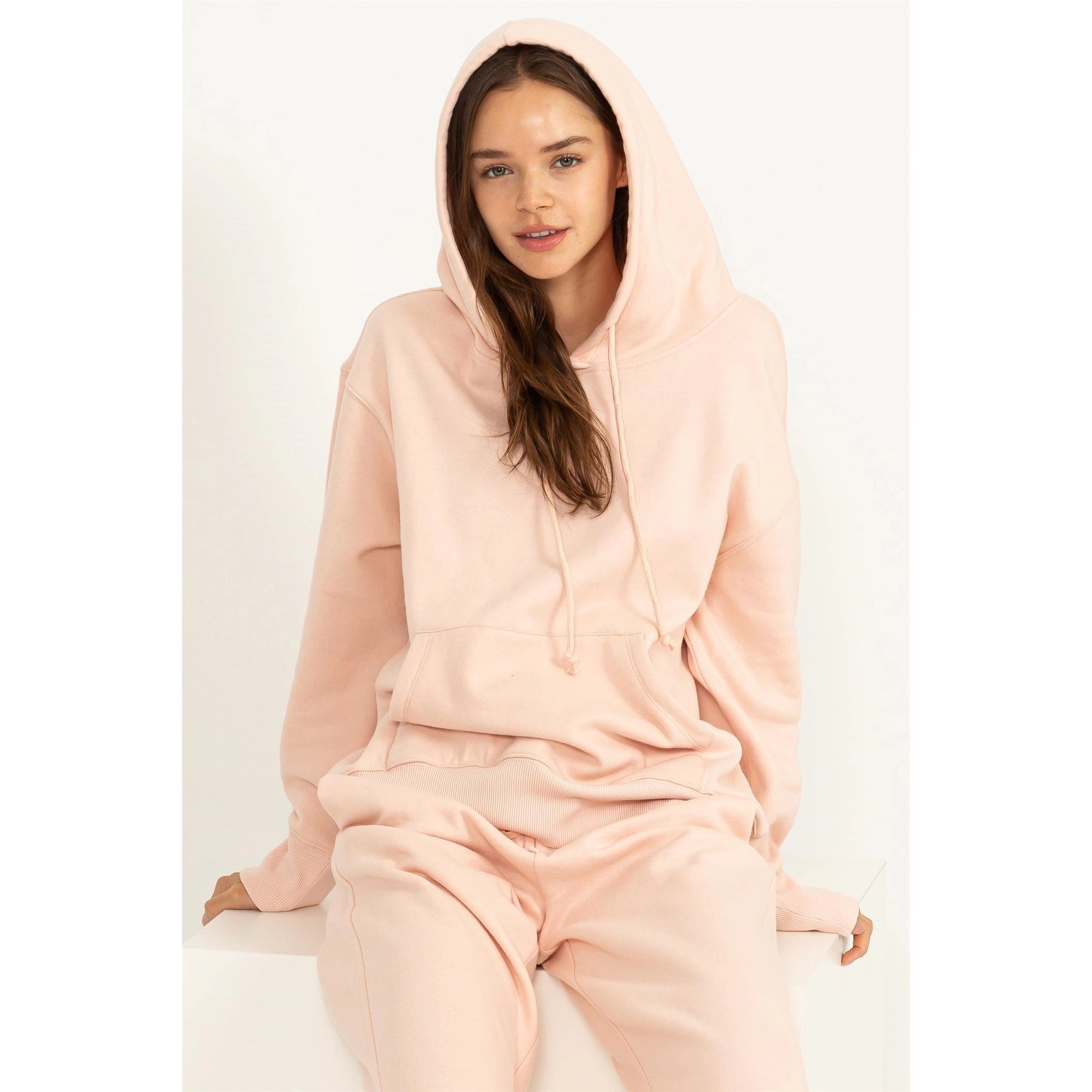 Weekend Chiller Drop Shoulder Oversized Hoodie - Pink-Clothing - Women-HYFVE-Pink-S-Urbanheer