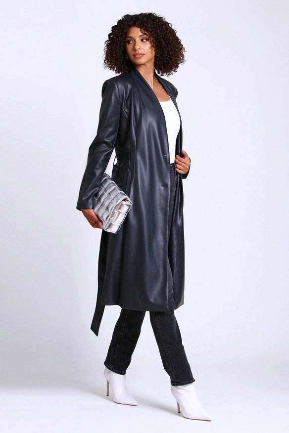 Faux-Ever Leather™ Overlap Collar Coat-COAT-Avec Les Filles-XS-Urbanheer