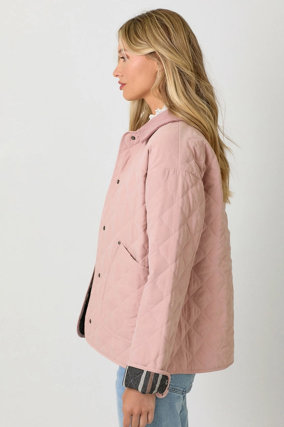 Contrast Quilted Jacket Rose Vanilla