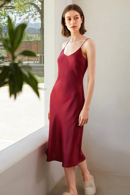 Classic Silk Night Gown Claret-Night Gown-MommeSilk-XS-Urbanheer