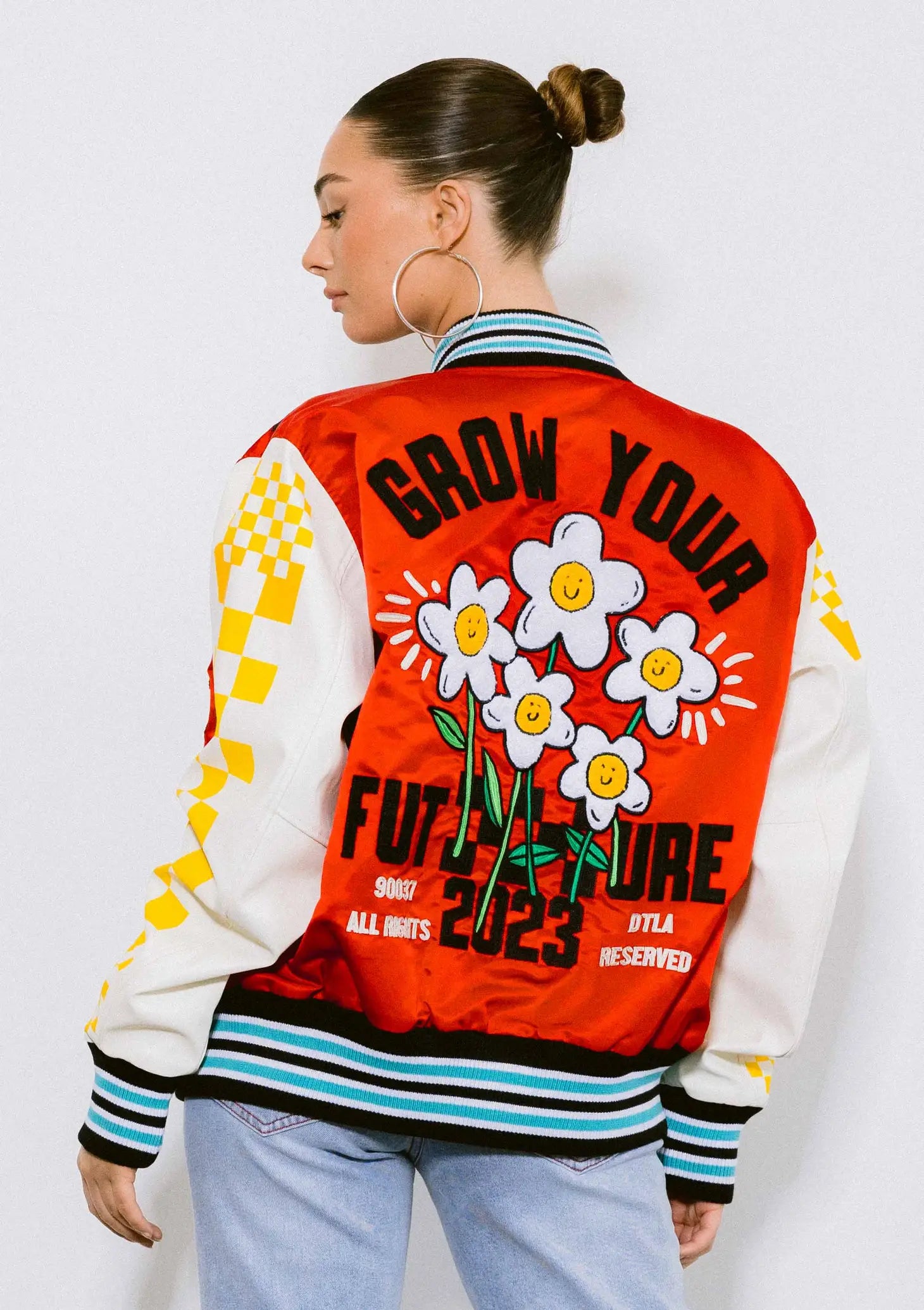 Retro Fit Varsity Jacket With Contrast Sleeves-Clothing - Women-Vibrant M.i.U-Urbanheer