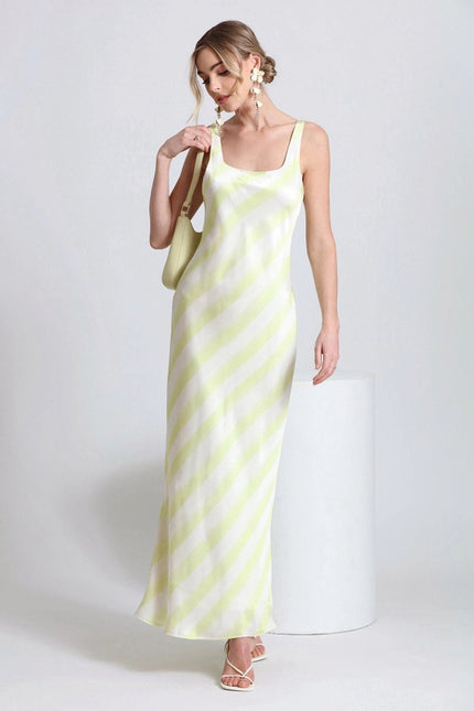 Striped Satin Maxi Slip Dress-dress-Avec Les Filles-Urbanheer