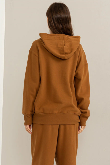 Weekend Chiller Drop Shoulder Oversized Hoodie - Brown-Clothing - Women-HYFVE-Urbanheer