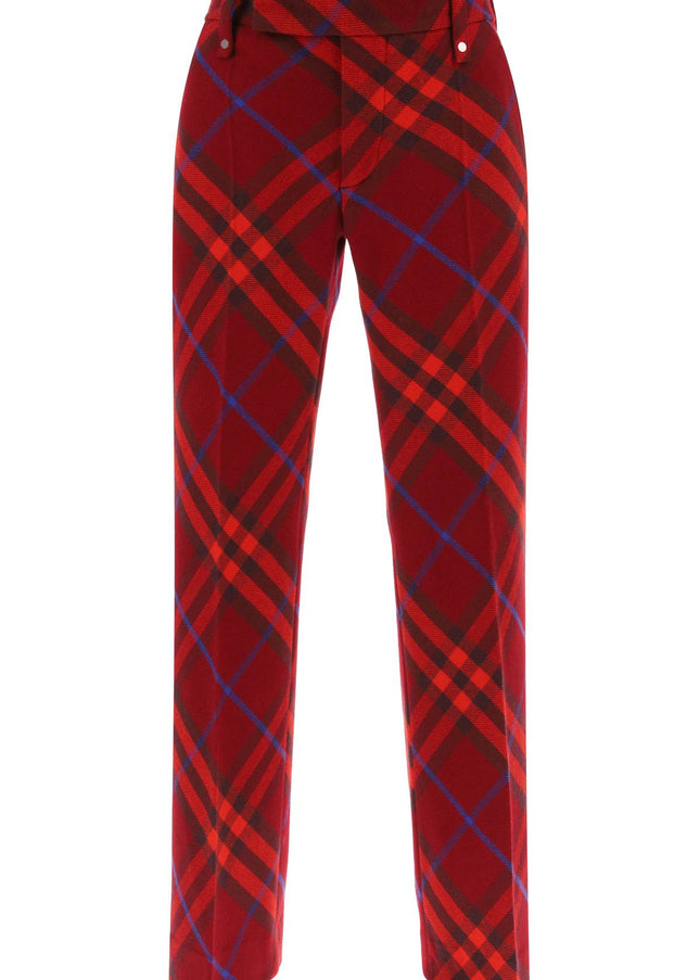 burberry check wool pants