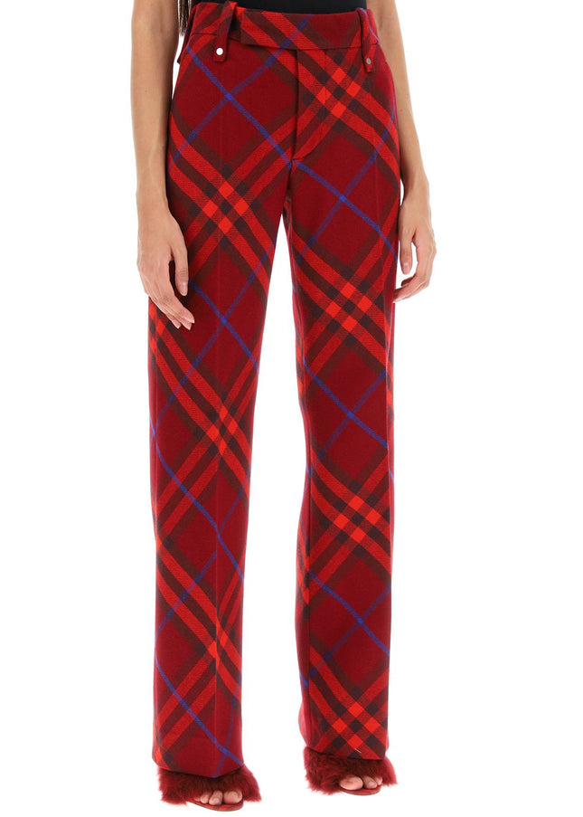 burberry check wool pants