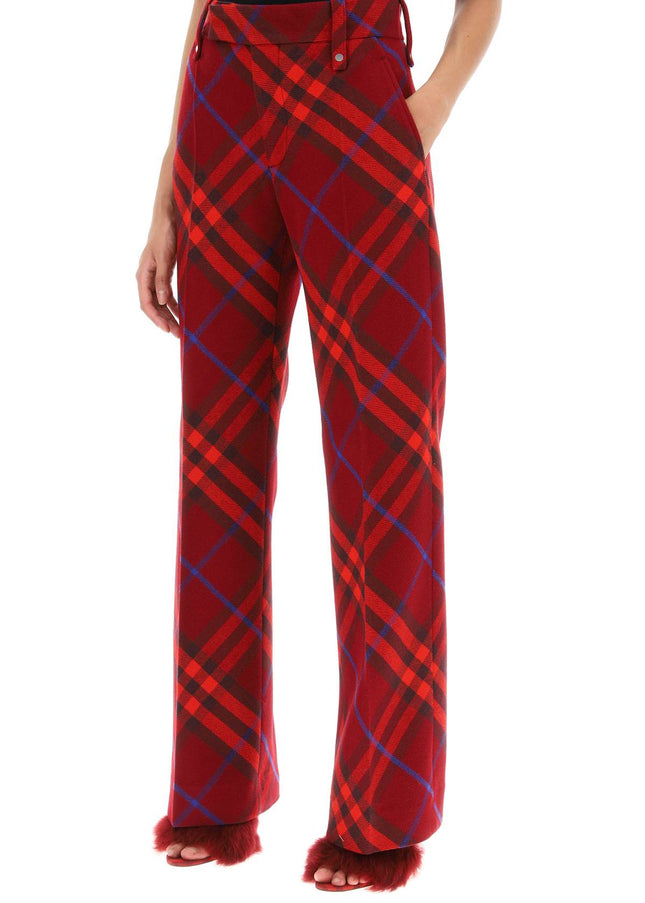 burberry check wool pants