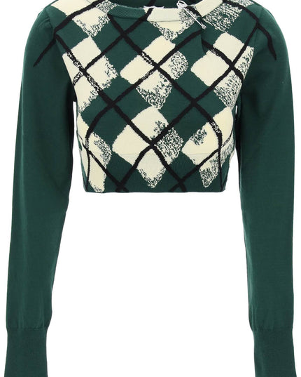 Burberry Cotton Pullover With Argyle Pattern-Pullover-Burberry-S-Urbanheer