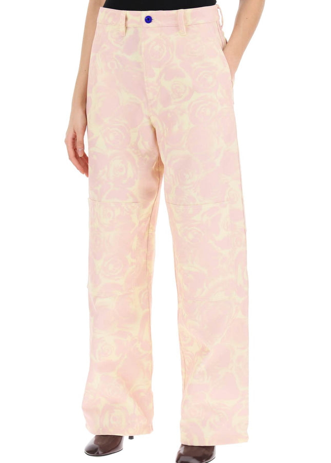 Burberry "rose print canvas workwear pants"